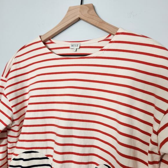 Kule Wavemade Stripe Organic Cotton Long Sleeve Tee Poppy, S - Picture 5 of 12